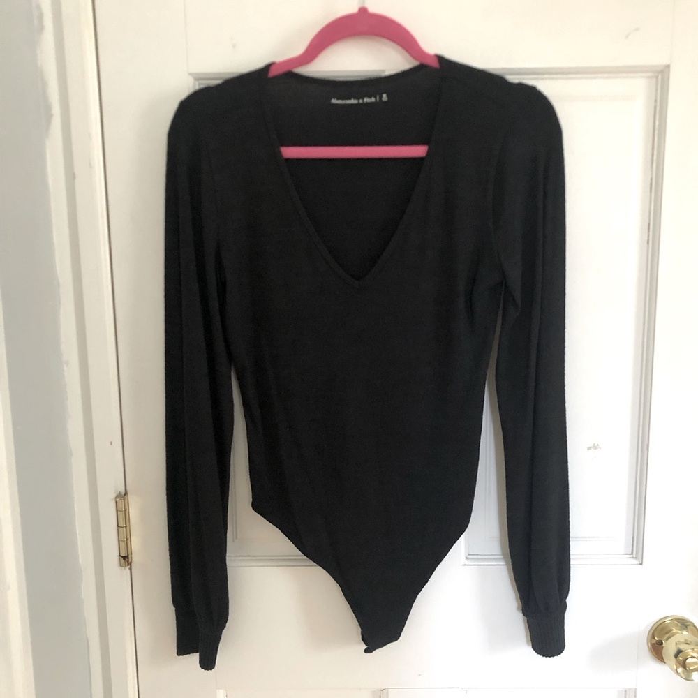 Abercrombie & Fitch Black Long Sleeve Bodysuit